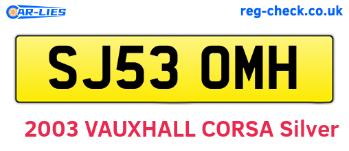 SJ53OMH are the vehicle registration plates.