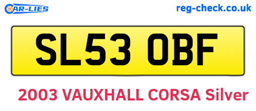 SL53OBF are the vehicle registration plates.