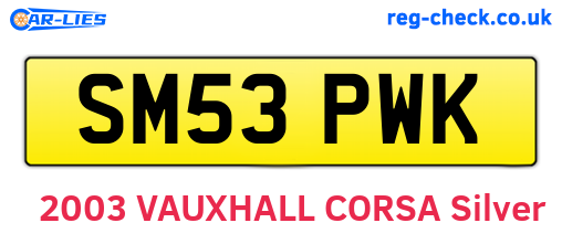 SM53PWK are the vehicle registration plates.