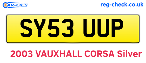 SY53UUP are the vehicle registration plates.