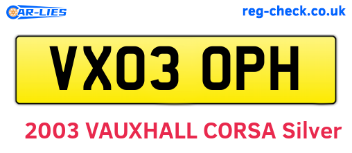 VX03OPH are the vehicle registration plates.