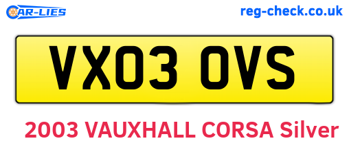 VX03OVS are the vehicle registration plates.