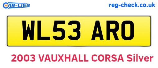 WL53ARO are the vehicle registration plates.