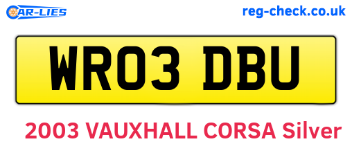 WR03DBU are the vehicle registration plates.