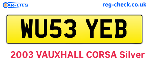 WU53YEB are the vehicle registration plates.