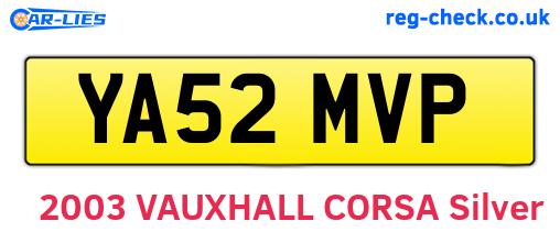 YA52MVP are the vehicle registration plates.