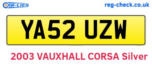 YA52UZW are the vehicle registration plates.