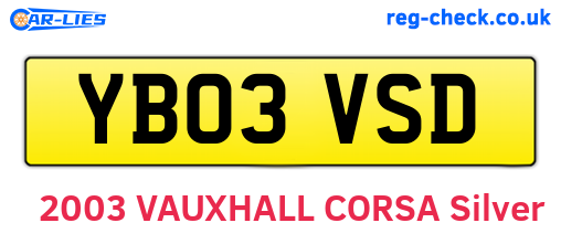YB03VSD are the vehicle registration plates.