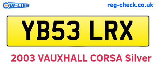 YB53LRX are the vehicle registration plates.