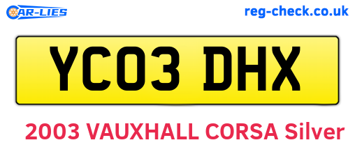 YC03DHX are the vehicle registration plates.