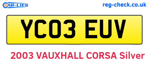 YC03EUV are the vehicle registration plates.