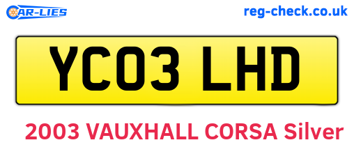 YC03LHD are the vehicle registration plates.