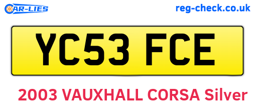 YC53FCE are the vehicle registration plates.