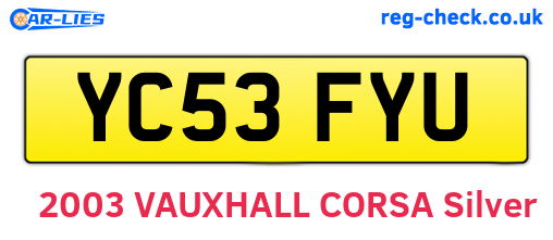 YC53FYU are the vehicle registration plates.