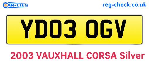 YD03OGV are the vehicle registration plates.