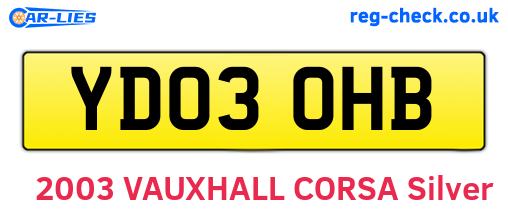 YD03OHB are the vehicle registration plates.