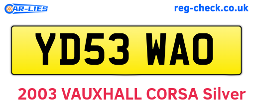 YD53WAO are the vehicle registration plates.