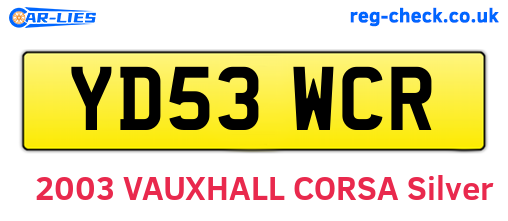YD53WCR are the vehicle registration plates.