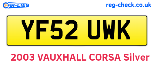 YF52UWK are the vehicle registration plates.
