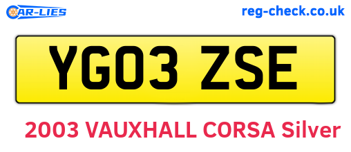 YG03ZSE are the vehicle registration plates.