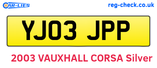 YJ03JPP are the vehicle registration plates.