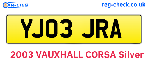YJ03JRA are the vehicle registration plates.