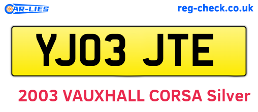 YJ03JTE are the vehicle registration plates.