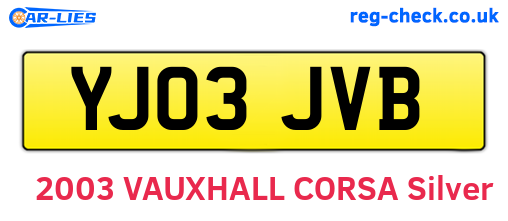 YJ03JVB are the vehicle registration plates.