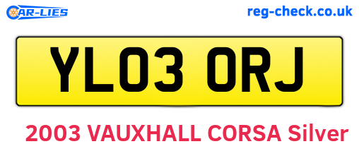 YL03ORJ are the vehicle registration plates.
