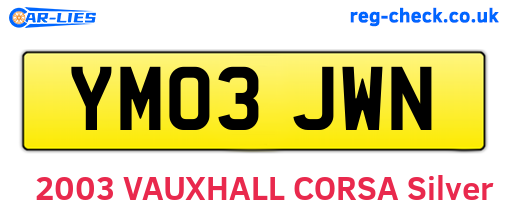 YM03JWN are the vehicle registration plates.