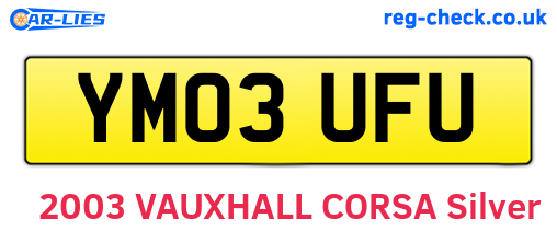 YM03UFU are the vehicle registration plates.