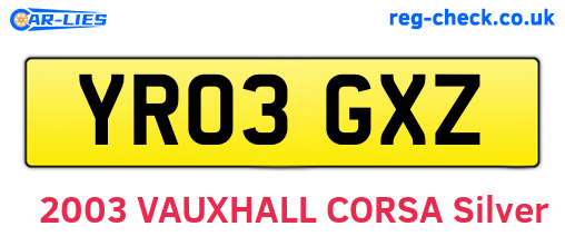 YR03GXZ are the vehicle registration plates.
