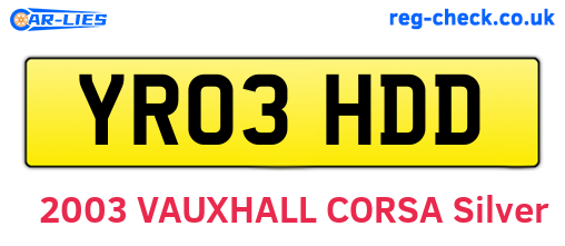 YR03HDD are the vehicle registration plates.