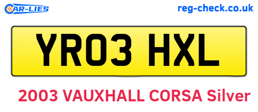 YR03HXL are the vehicle registration plates.