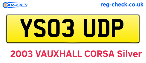 YS03UDP are the vehicle registration plates.