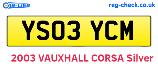 YS03YCM are the vehicle registration plates.