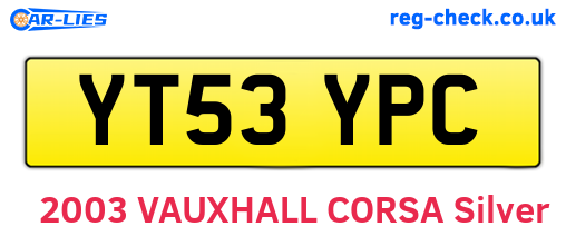 YT53YPC are the vehicle registration plates.