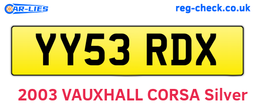 YY53RDX are the vehicle registration plates.