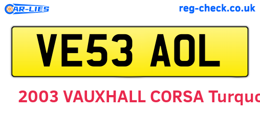 VE53AOL are the vehicle registration plates.