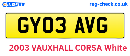 GY03AVG are the vehicle registration plates.