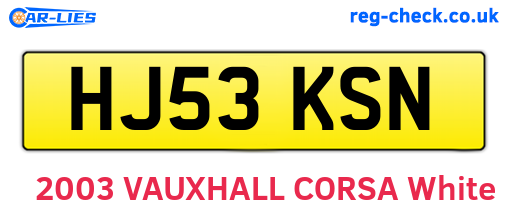 HJ53KSN are the vehicle registration plates.