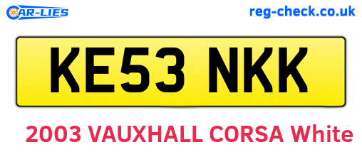 KE53NKK are the vehicle registration plates.