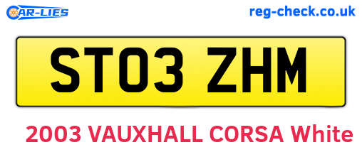 ST03ZHM are the vehicle registration plates.
