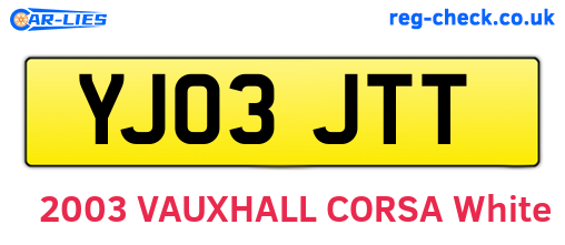 YJ03JTT are the vehicle registration plates.
