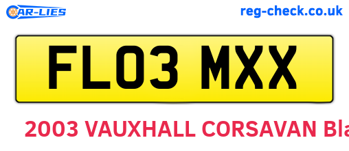 FL03MXX are the vehicle registration plates.