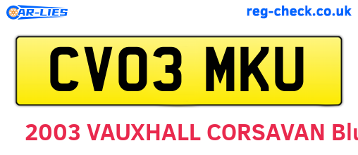 CV03MKU are the vehicle registration plates.