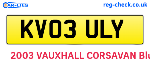 KV03ULY are the vehicle registration plates.