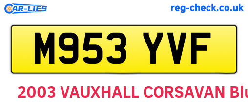 M953YVF are the vehicle registration plates.