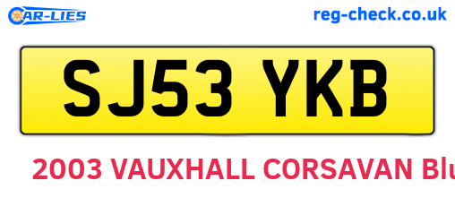 SJ53YKB are the vehicle registration plates.