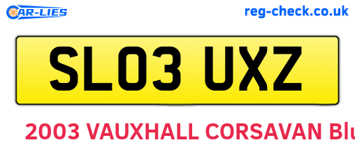 SL03UXZ are the vehicle registration plates.